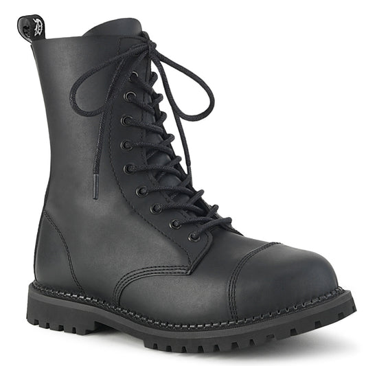 DemoniaCult Botas para hombre RIOT-10 cuero vegano blk