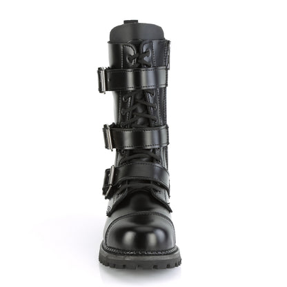 DemoniaCult Botas para hombre RIOT-12bk BLK Leather
