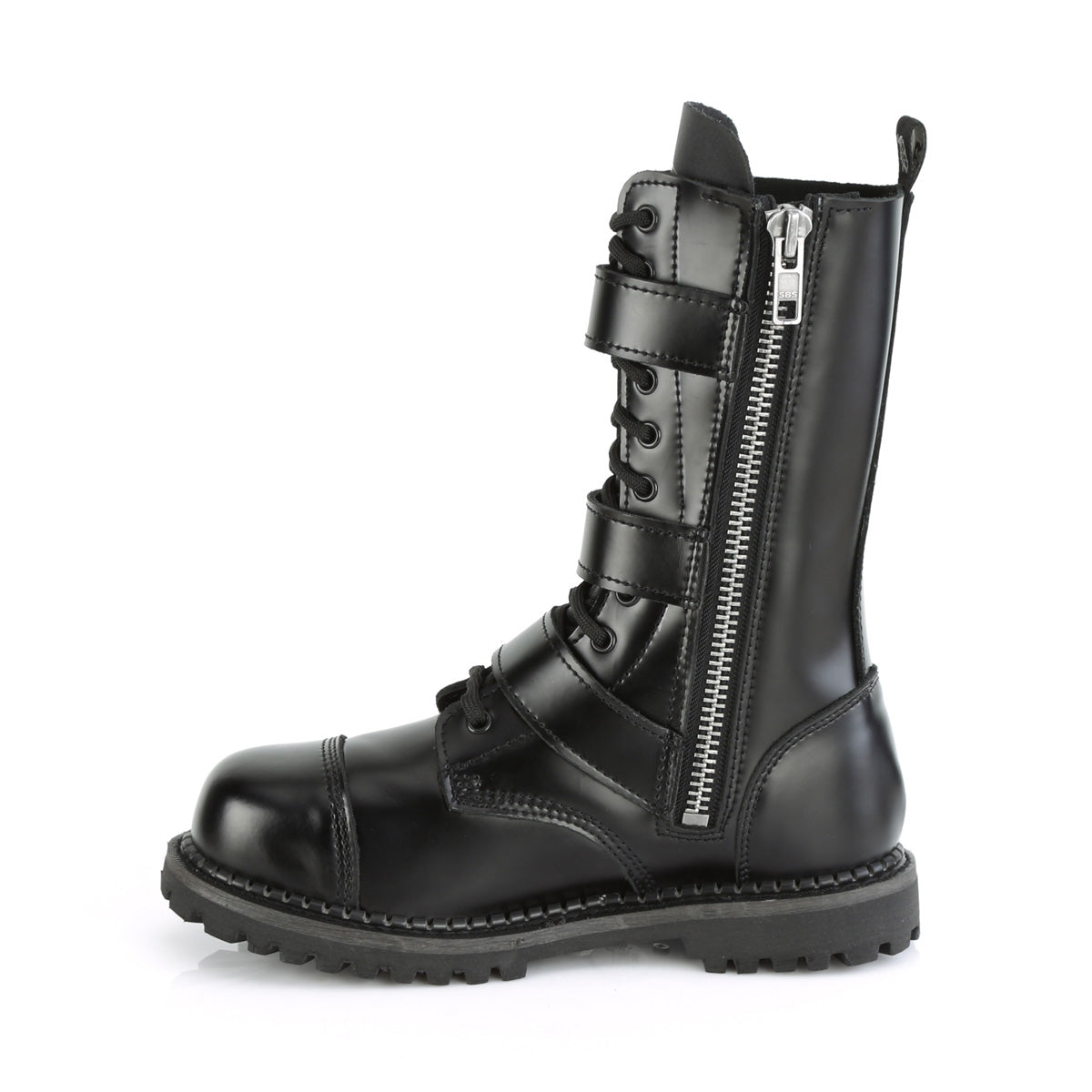 DemoniaCult Botas para hombre RIOT-12bk BLK Leather