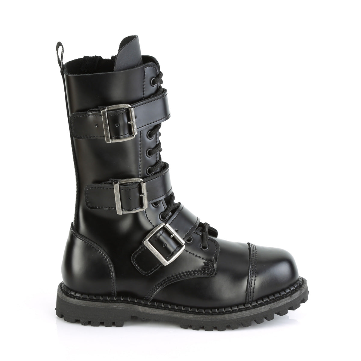 DemoniaCult Botas para hombre RIOT-12bk BLK Leather