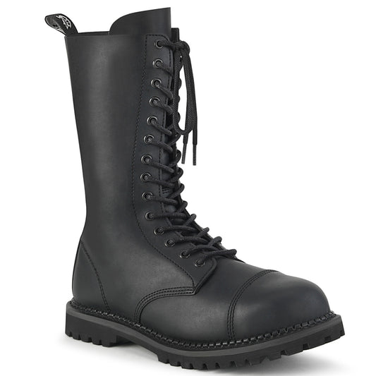 DemoniaCult Botas para hombre RIOT-14 cuero vegano blk