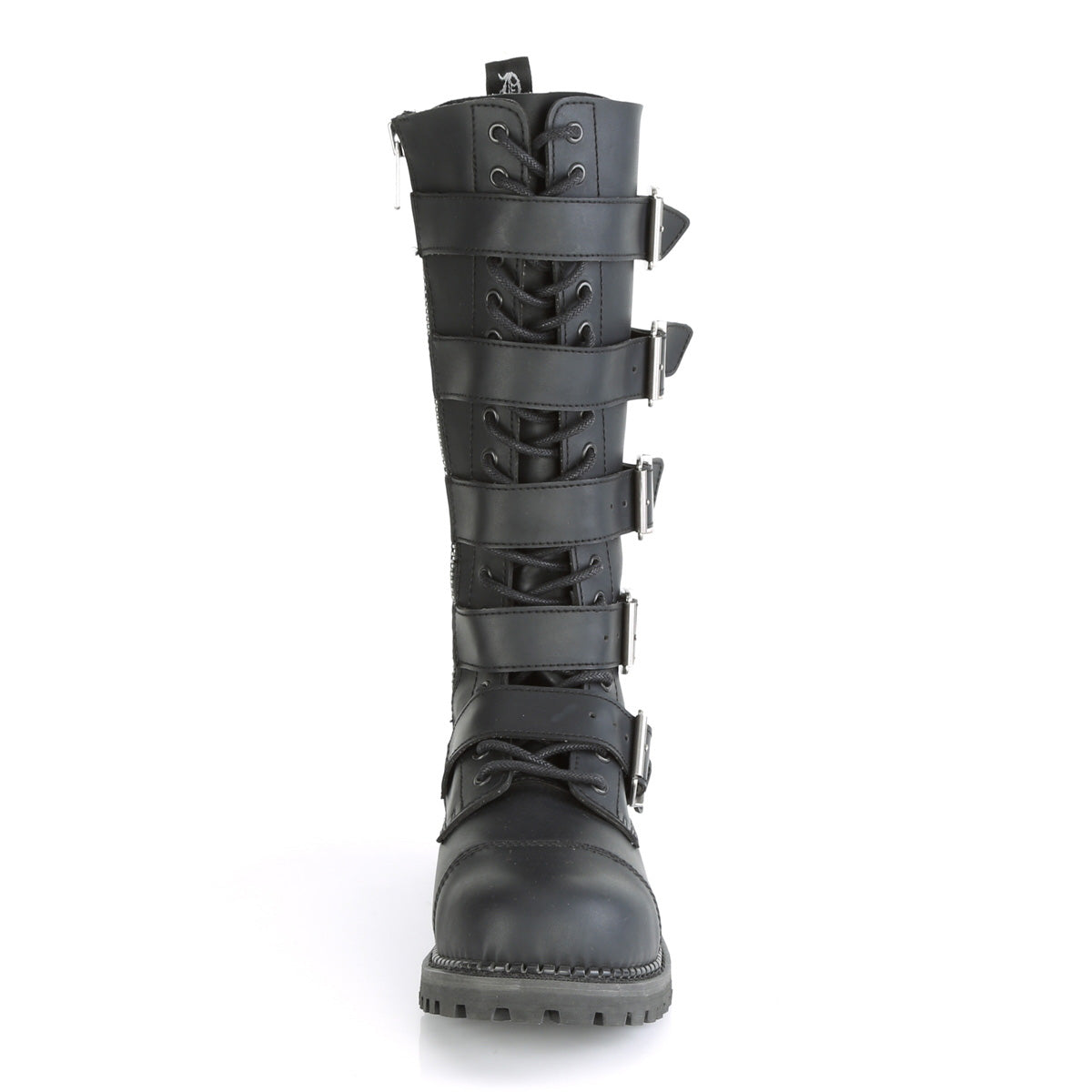 DemoniaCult Botas para hombre RIOT-18bk BLK cuero vegano