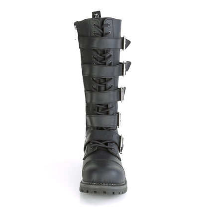 DemoniaCult Botas para hombre RIOT-18bk BLK cuero vegano