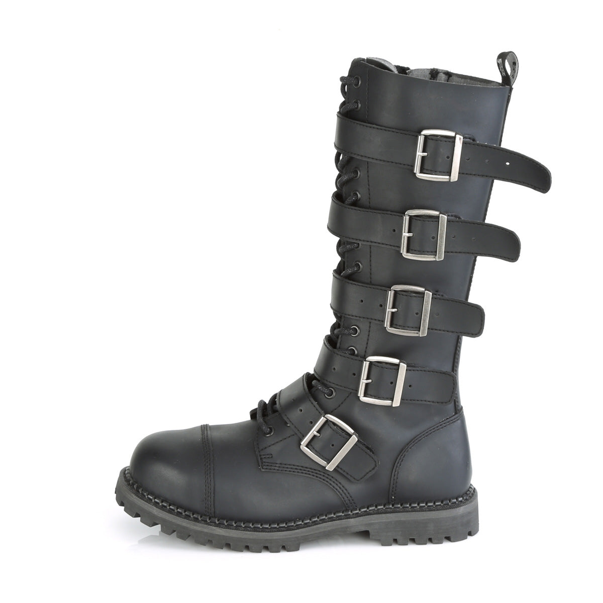 DemoniaCult Botas para hombre RIOT-18bk BLK cuero vegano