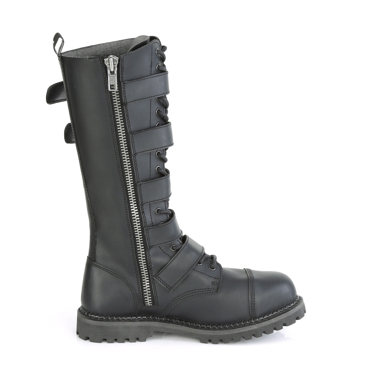 DemoniaCult Botas para hombre RIOT-18bk BLK cuero vegano