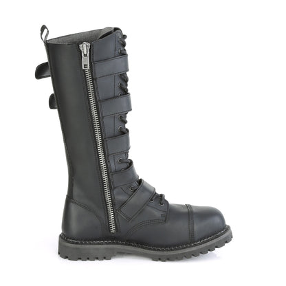 DemoniaCult Botas para hombre RIOT-18bk BLK cuero vegano