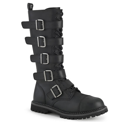 DemoniaCult Botas para hombre RIOT-18bk BLK cuero vegano