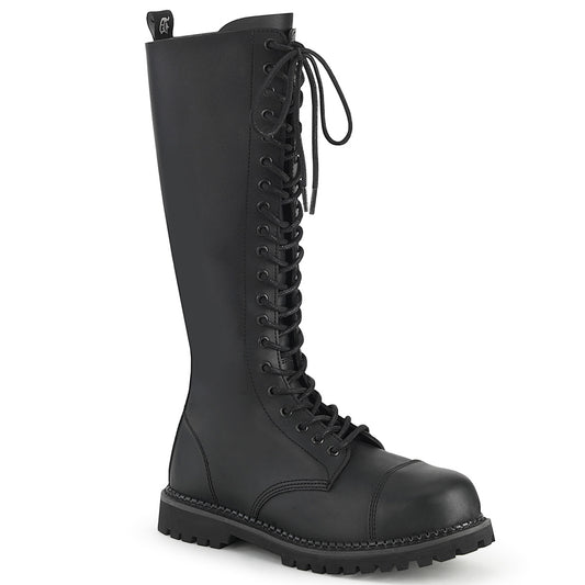 DemoniaCult Botas para hombre RIOT-20 BLK de cuero vegano