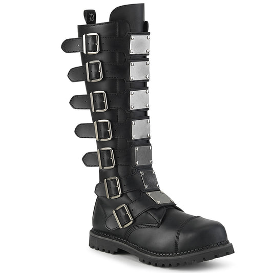 DemoniaCult Botas para hombre RIOT-21MP BLK de cuero vegano