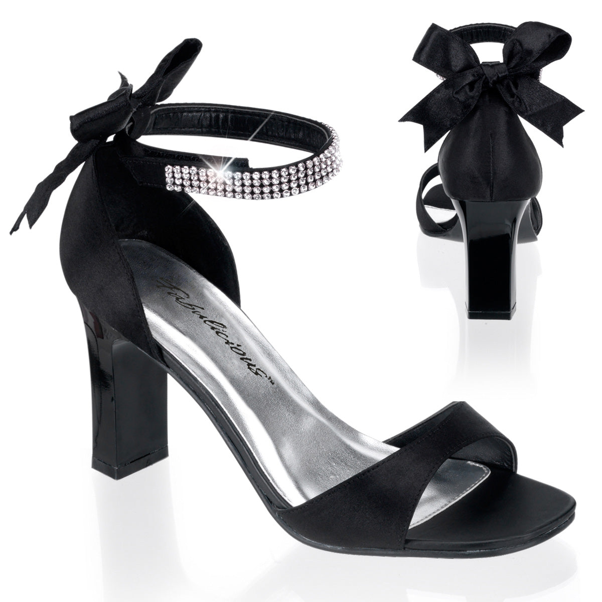 Pleaser Pink Label Bombas para mujer ROMANCE-372 BLK SATIN