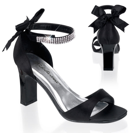 Pleaser Pink Label Womens Pumps ROMANCE-372 Blk Satin