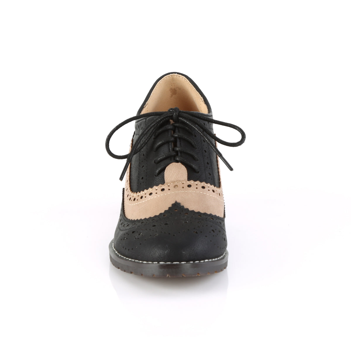 Pin Up Couture Bombas para mujer RUSSELL-34 Black-Tan Faux Cuero