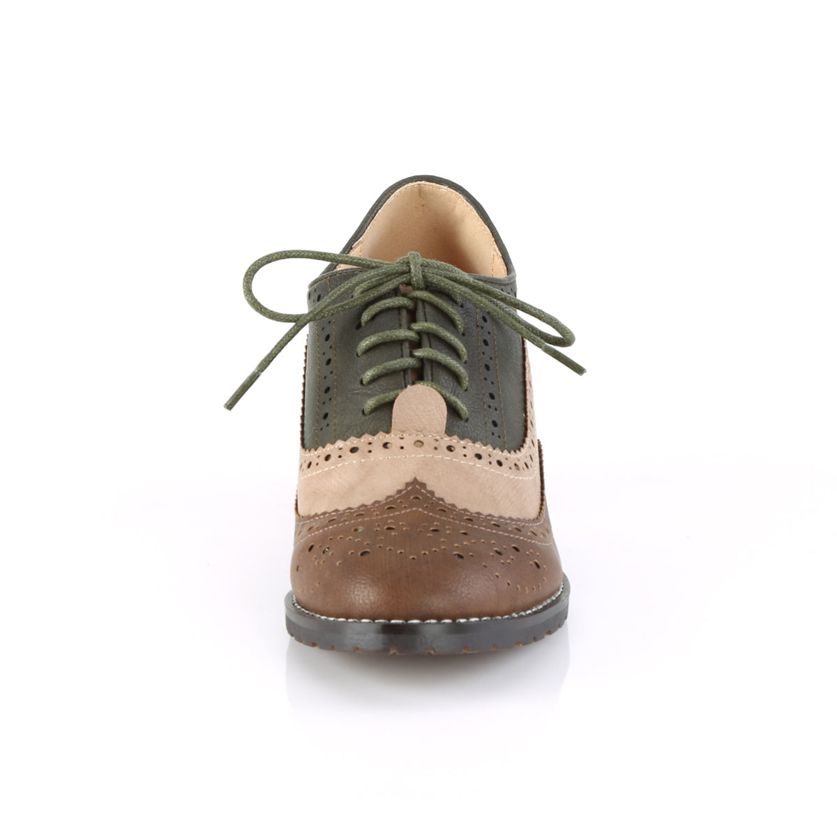 Pin Up Couture Bombas para mujer RUSSELL-34 Brown-Multi Faux Cuero