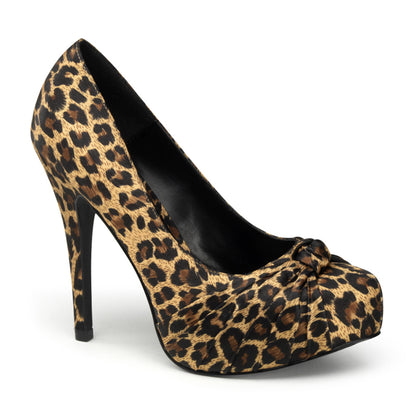 Pin Up Couture Bombas para mujer SAFARI-06 Tan leopard estampado satinado