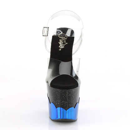 Pleaser Womens Sandals SCALLOP-708-2HGM Clr/Blk-Blue Hologram