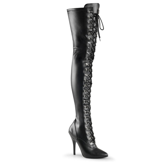 Pleaser Botas de mujer SEDUCE-3024 Blk Str Faux de cuero