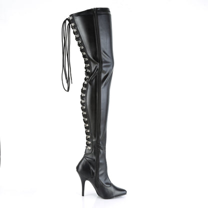 Pleaser Womens Boots SEDUCE-3063 Blk Str Faux Leather