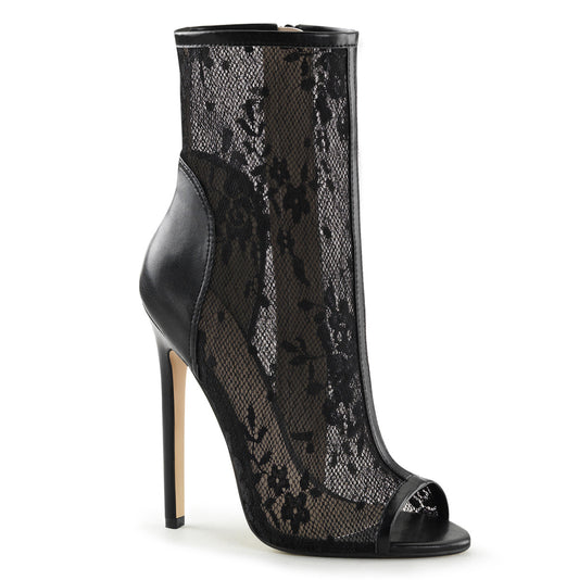 Fabulicious Botas de tobillo para mujer SEXY-1008 BLK PU-LACE