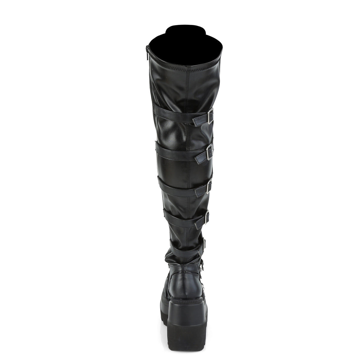 DemoniaCult Botas de mujer SHAKER-350 estiramiento de cuero vegano negro