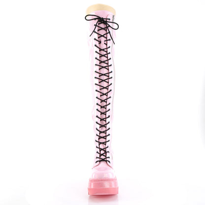 DemoniaCult  Botas SHAKER-374-1 B. Patente de estiramiento de holograma rosa