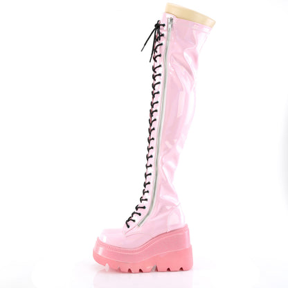 DemoniaCult  Botas SHAKER-374-1 B. Patente de estiramiento de holograma rosa