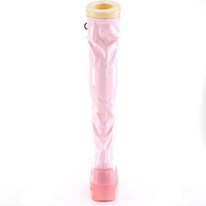 DemoniaCult  Botas SHAKER-374-1 B. Patente de estiramiento de holograma rosa