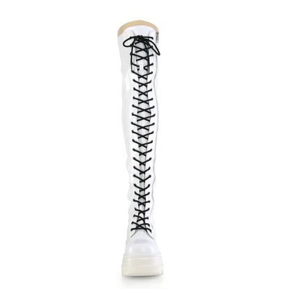 DemoniaCult Botas de mujer SHAKER-374 WHT Patente de estiramiento de Hologram