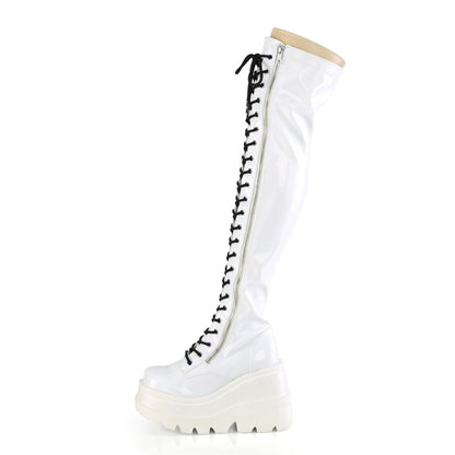 DemoniaCult Botas de mujer SHAKER-374 WHT Patente de estiramiento de Hologram