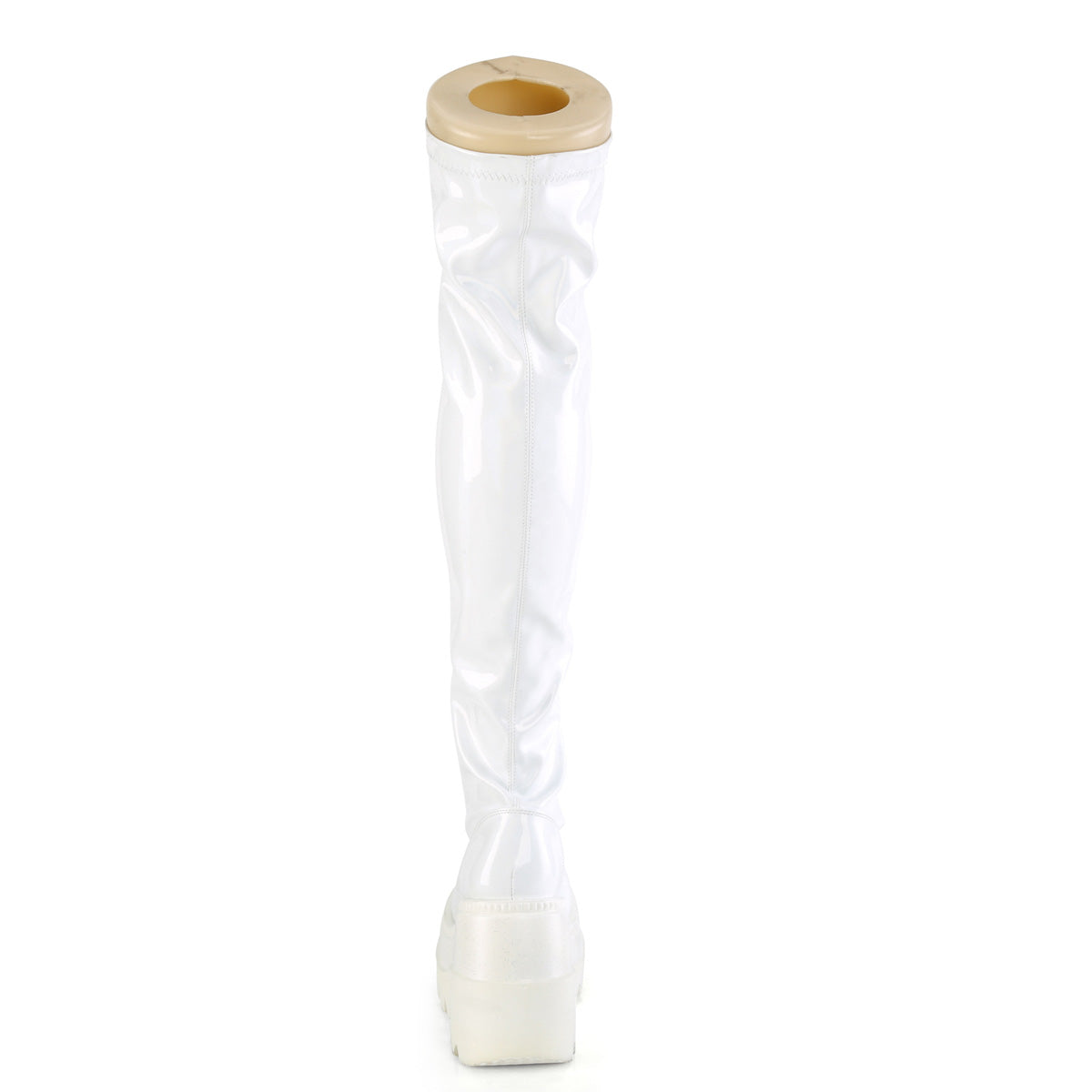 DemoniaCult Botas de mujer SHAKER-374 WHT Patente de estiramiento de Hologram