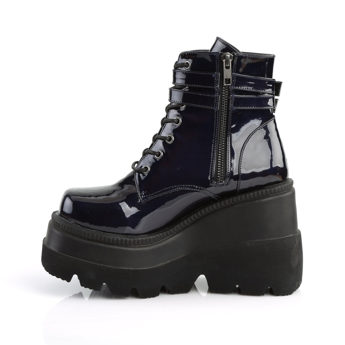DemoniaCult Botas de tobillo para mujeres SHAKER-52 Holograma BLK