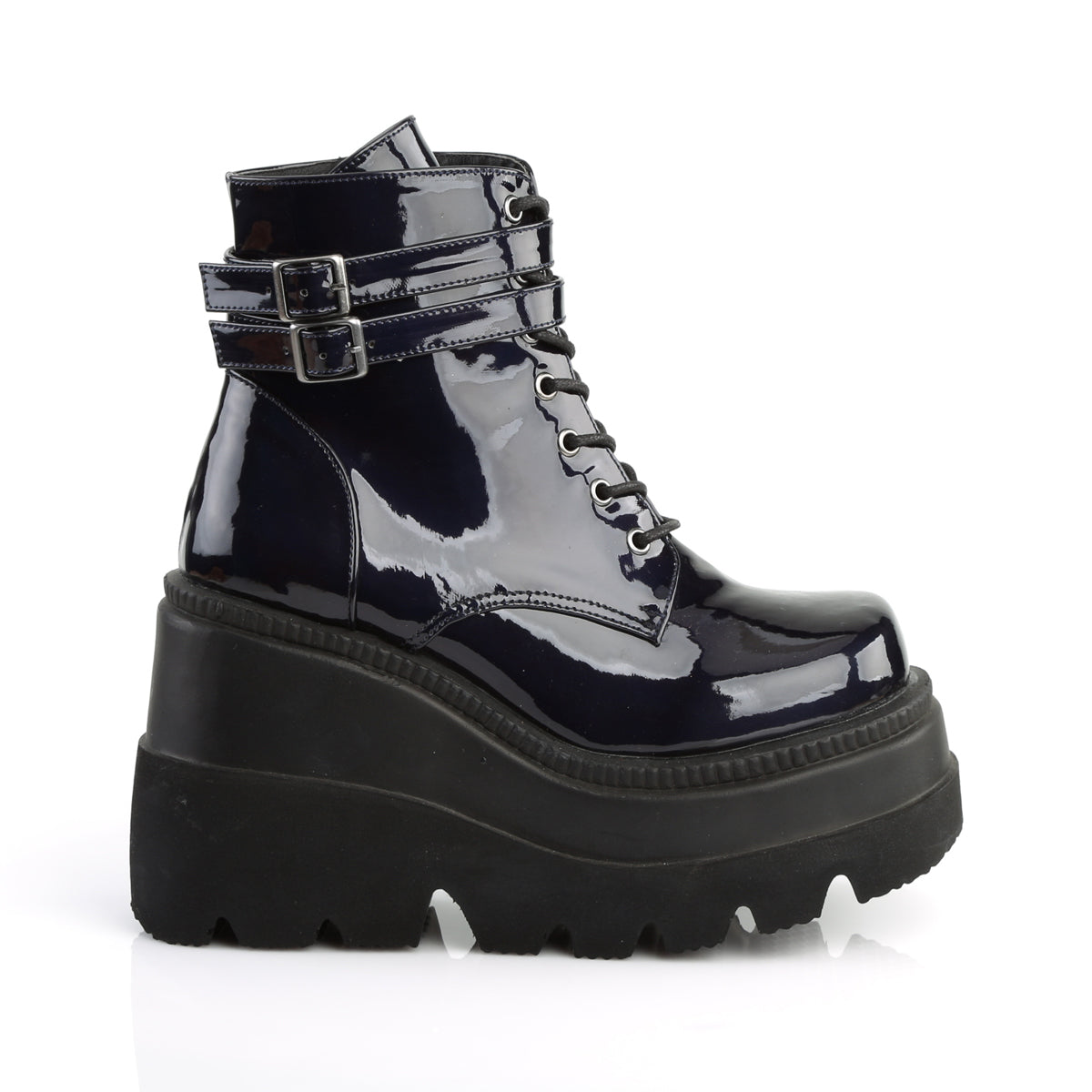 DemoniaCult Botas de tobillo para mujeres SHAKER-52 Holograma BLK