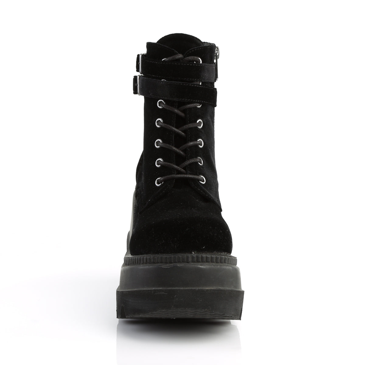 DemoniaCult Botas de tobillo para mujeres SHAKER-52 BLK VELVET
