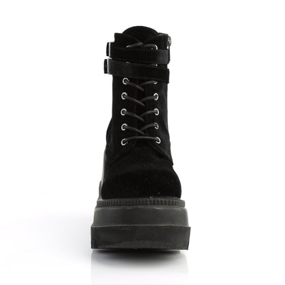 DemoniaCult Botas de tobillo para mujeres SHAKER-52 BLK VELVET