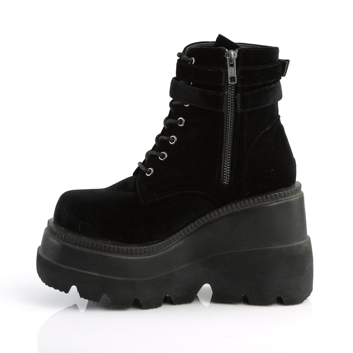 DemoniaCult Botas de tobillo para mujeres SHAKER-52 BLK VELVET