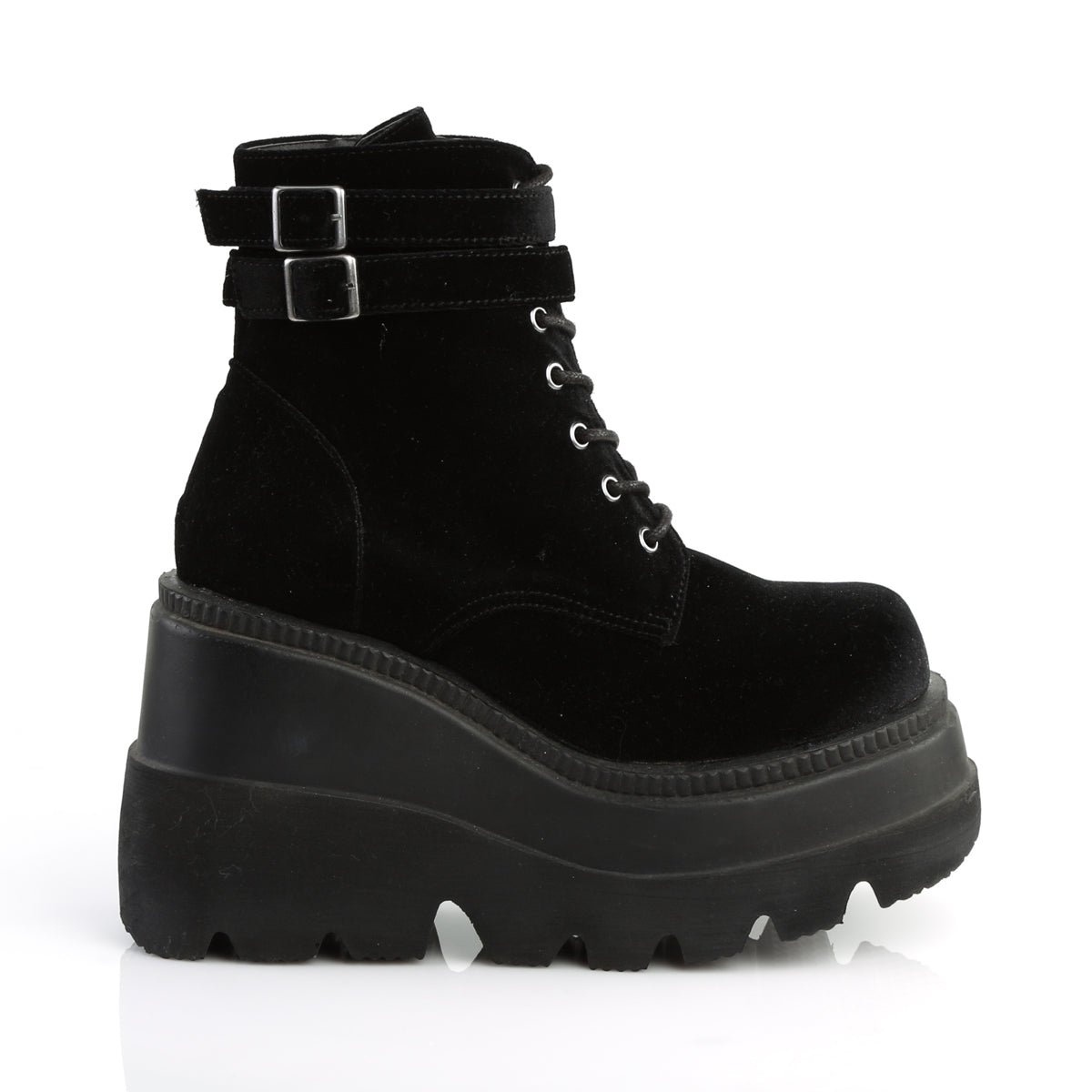 DemoniaCult Botas de tobillo para mujeres SHAKER-52 BLK VELVET