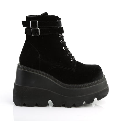 DemoniaCult Botas de tobillo para mujeres SHAKER-52 BLK VELVET