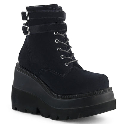 DemoniaCult Botas de tobillo para mujeres SHAKER-52 BLK VELVET