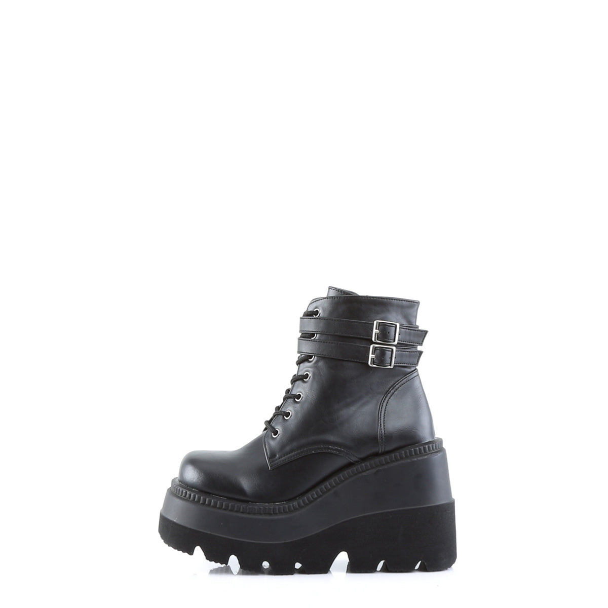 DemoniaCult Botas de tobillo para mujeres SHAKER-52 BLK de cuero vegano