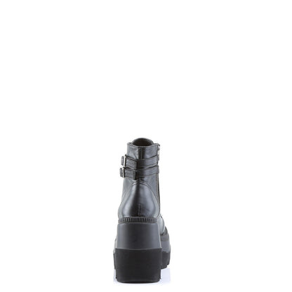 DemoniaCult Botas de tobillo para mujeres SHAKER-52 BLK de cuero vegano