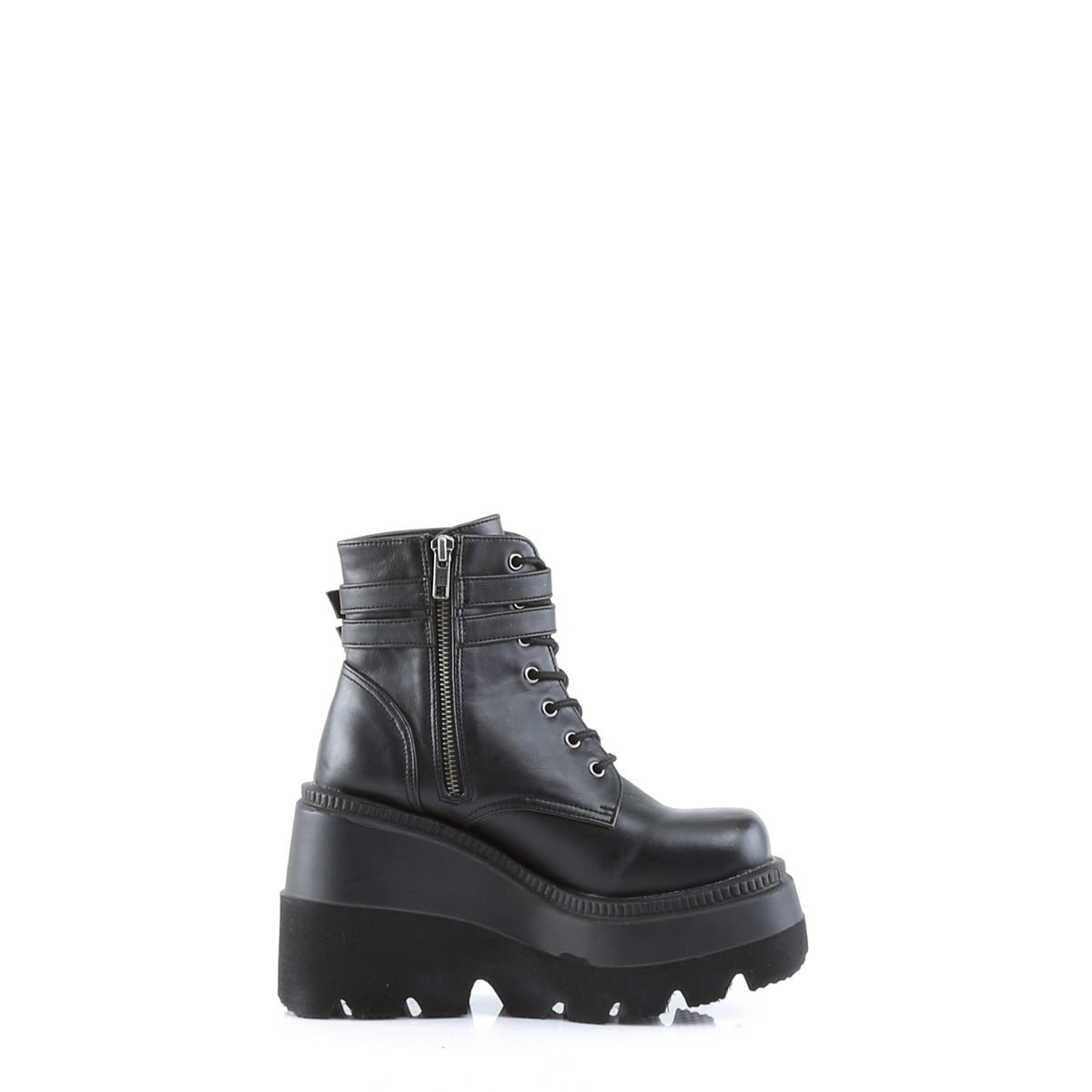DemoniaCult Botas de tobillo para mujeres SHAKER-52 BLK de cuero vegano
