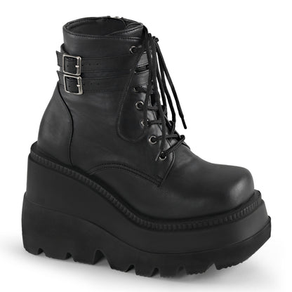 DemoniaCult Botas de tobillo para mujeres SHAKER-52 BLK de cuero vegano