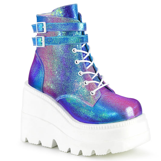 DemoniaCult Womens Ankle Boots SHAKER-52 Purple Multi Iridescent Vegan Leather