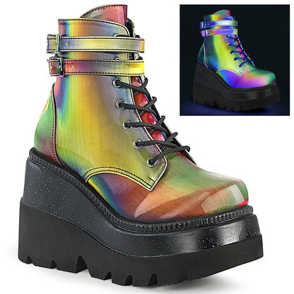 DemoniaCult Botas de tobillo para mujeres SHAKER-52 Rainbow reflexivo