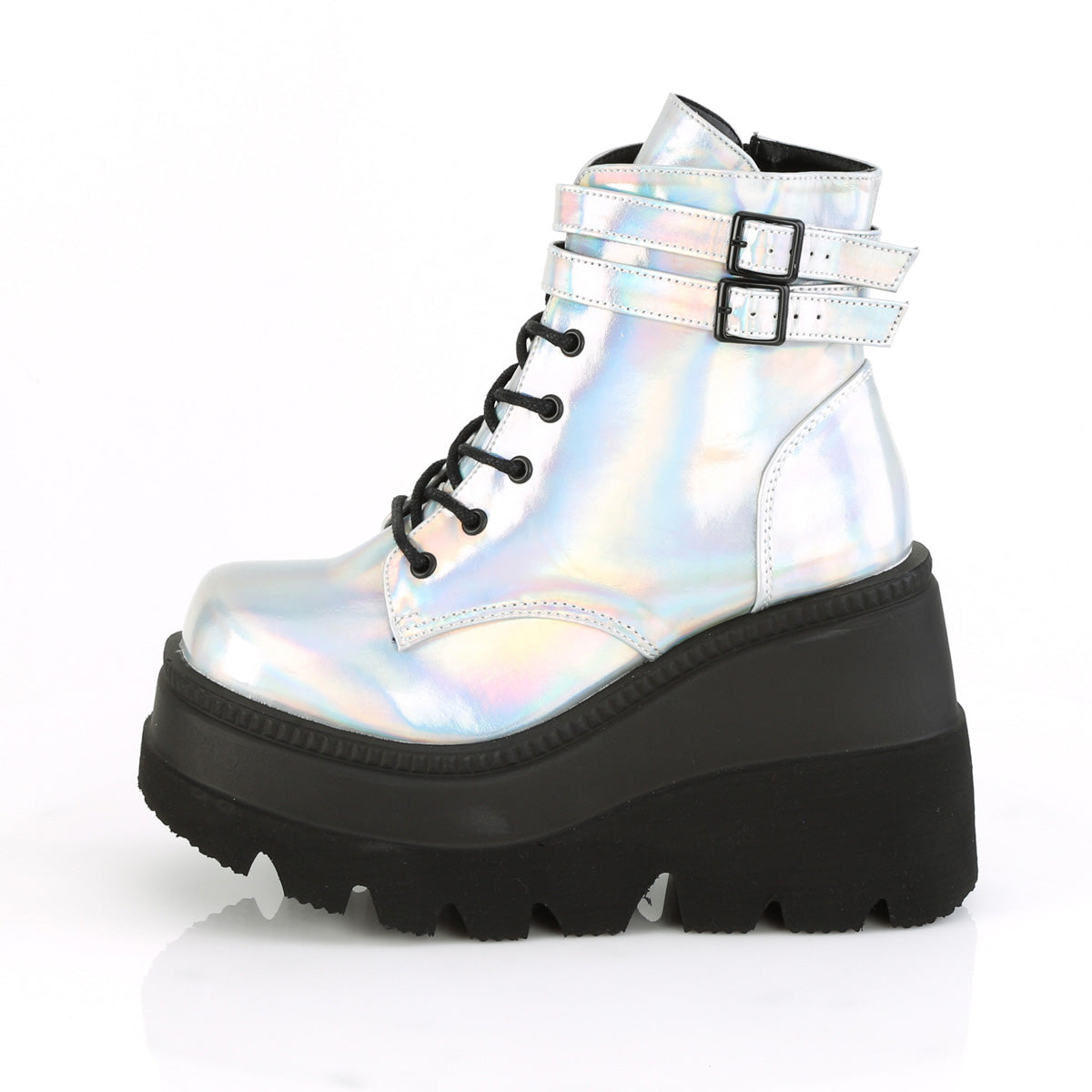 DemoniaCult Botas de tobillo para mujeres SHAKER-52 Holograma SLV