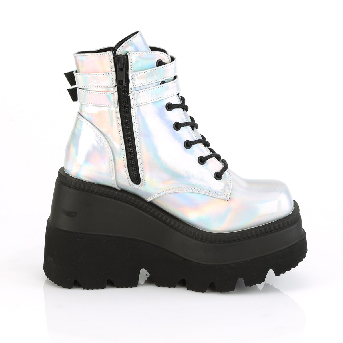 DemoniaCult Botas de tobillo para mujeres SHAKER-52 Holograma SLV