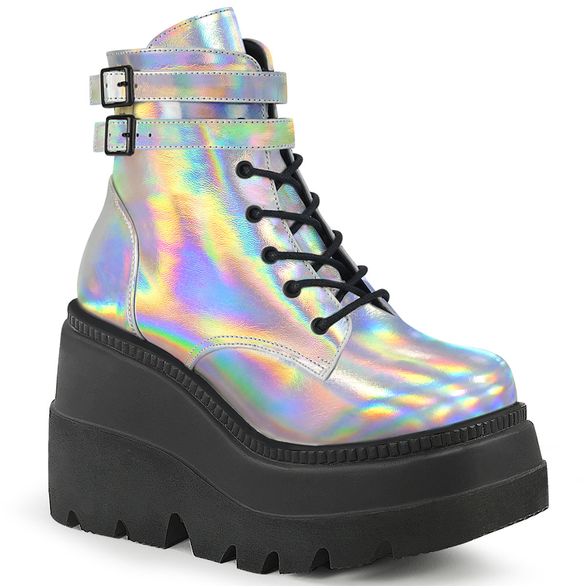 DemoniaCult Botas de tobillo para mujeres SHAKER-52 Holograma SLV
