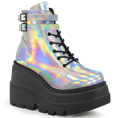DemoniaCult Botas de tobillo para mujeres SHAKER-52 Holograma SLV
