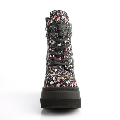 DemoniaCult Womens Ankle Boots SHAKER-52ST Floral Fabric