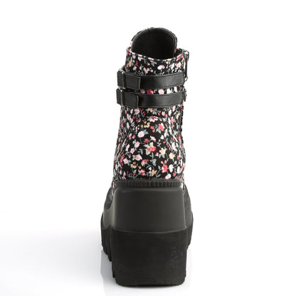 DemoniaCult Womens Ankle Boots SHAKER-52ST Floral Fabric