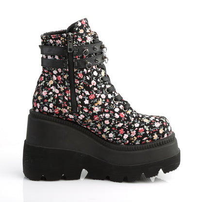 DemoniaCult Womens Ankle Boots SHAKER-52ST Floral Fabric